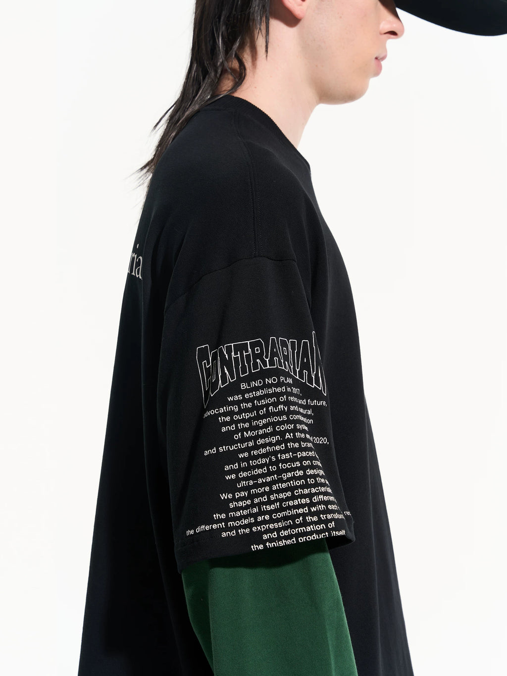BLINDNOPLAN Contrasting Fake Two-piece Letter Print Loose Long Sleeve