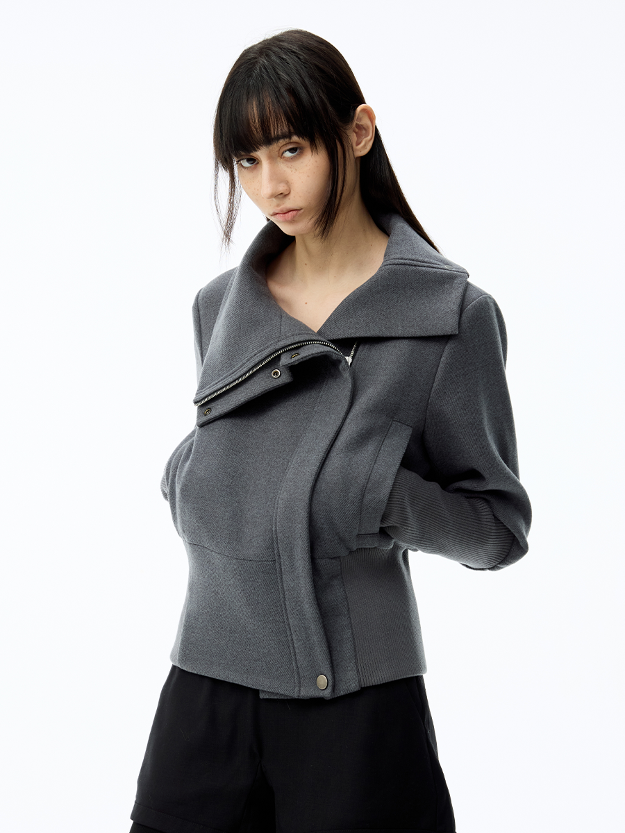 JCAESAR WOMEN Threaded-sleeved Woolen Jacket