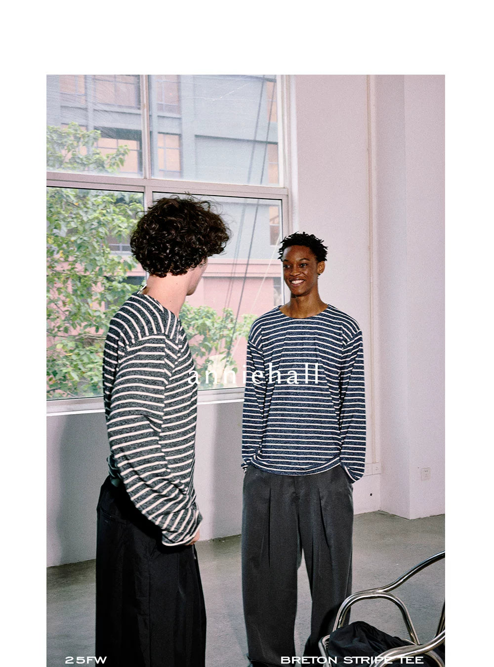 Anniehall Knitted Navy Stripe Thickened Terry Long Sleeve