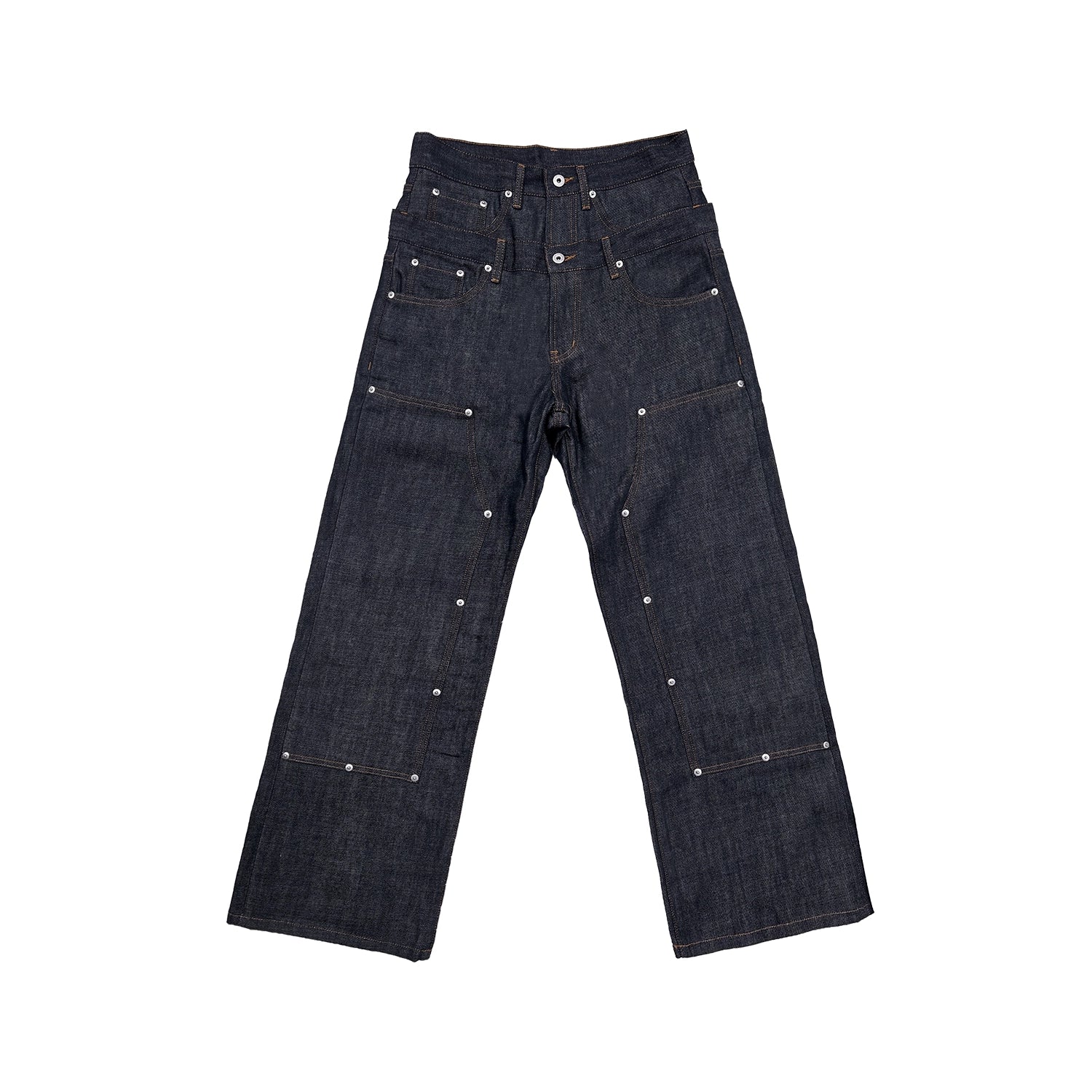 WANNA LAB Original Denim Logging A Word Six or Seven Point Short Trousers