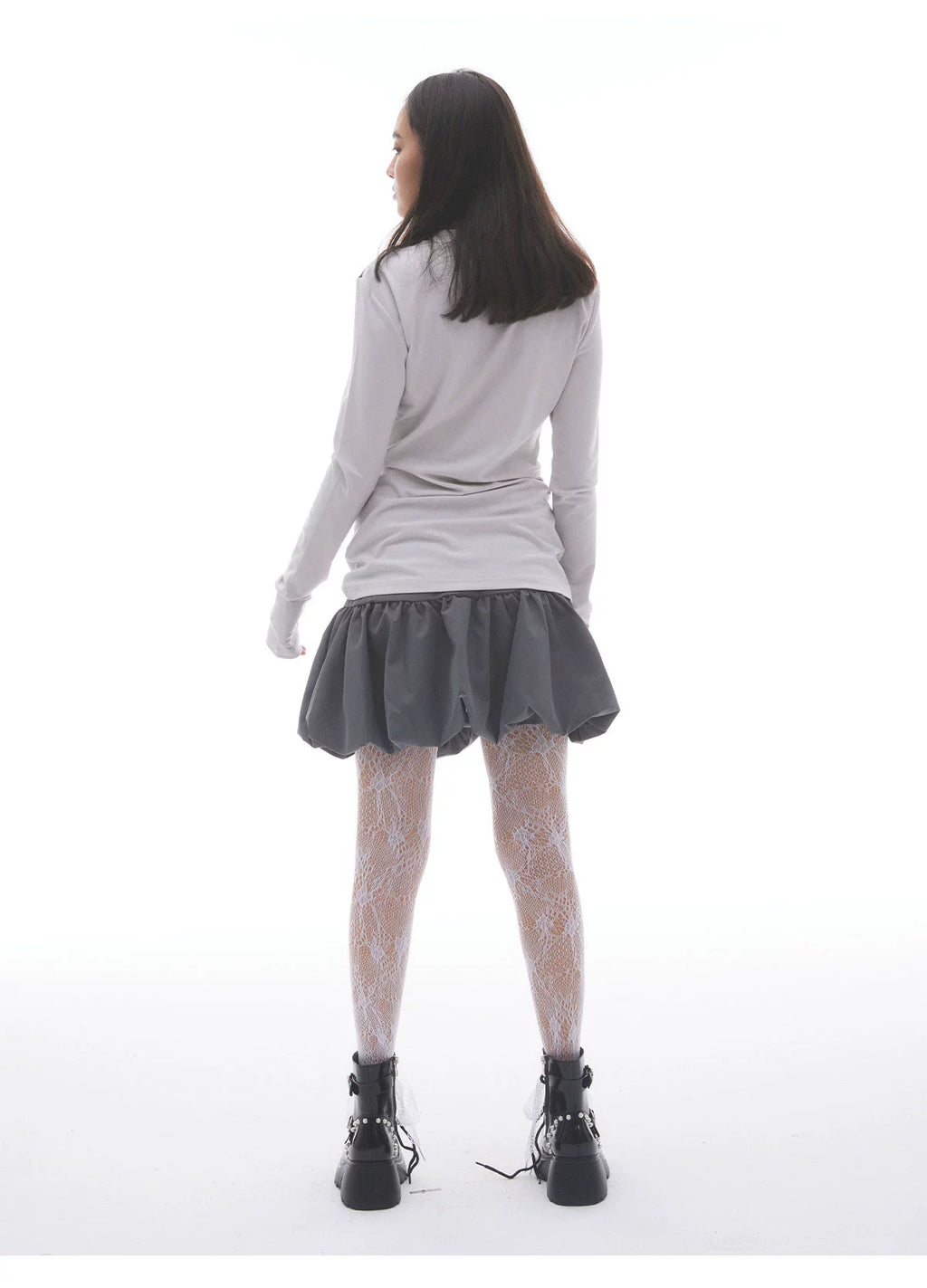 EeeeArtmonster Cat Head Shoulder Print Stacking Bottom Sweater