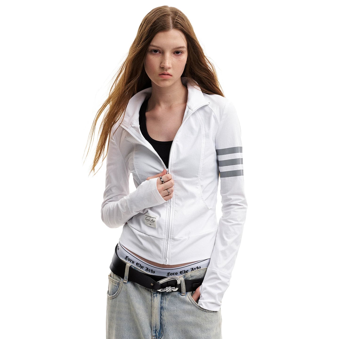 0123Start Striped Zipper Slim Fit Sunscreen Jacket