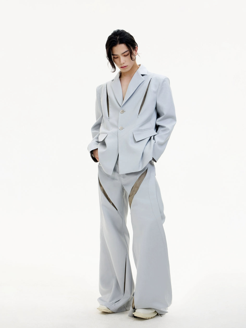 PEOPLESTYLE Deconstructed Skeleton Silhouette Casual Blazer