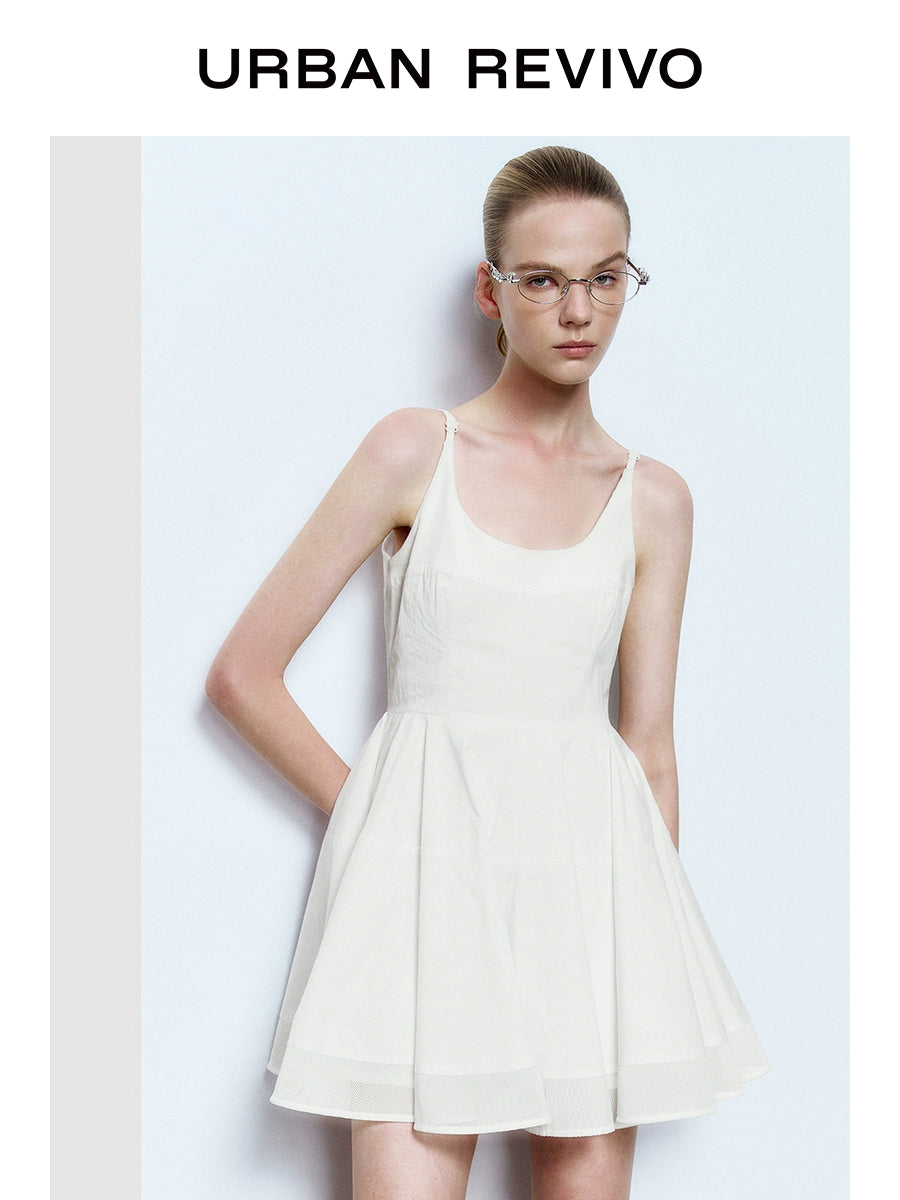 URBAN REVIVO Casual Wave Style U-neck Suspender Dress