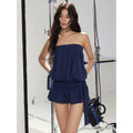WITHMIN Tube Top Sleeveless Vest Short Culottes Set