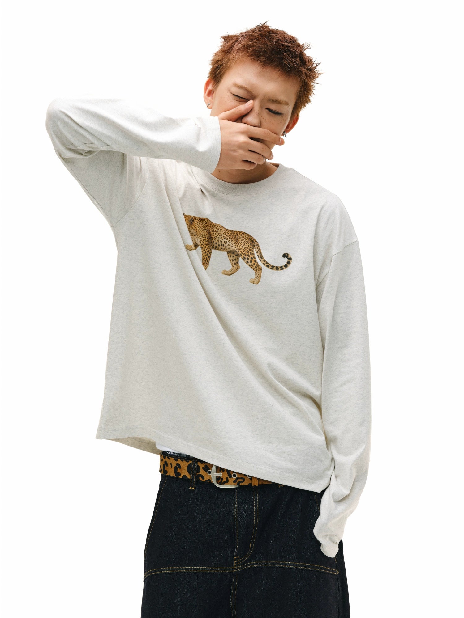 NOVACAM Vintage Fun Zoo Leopard Digital Print Long Sleeve