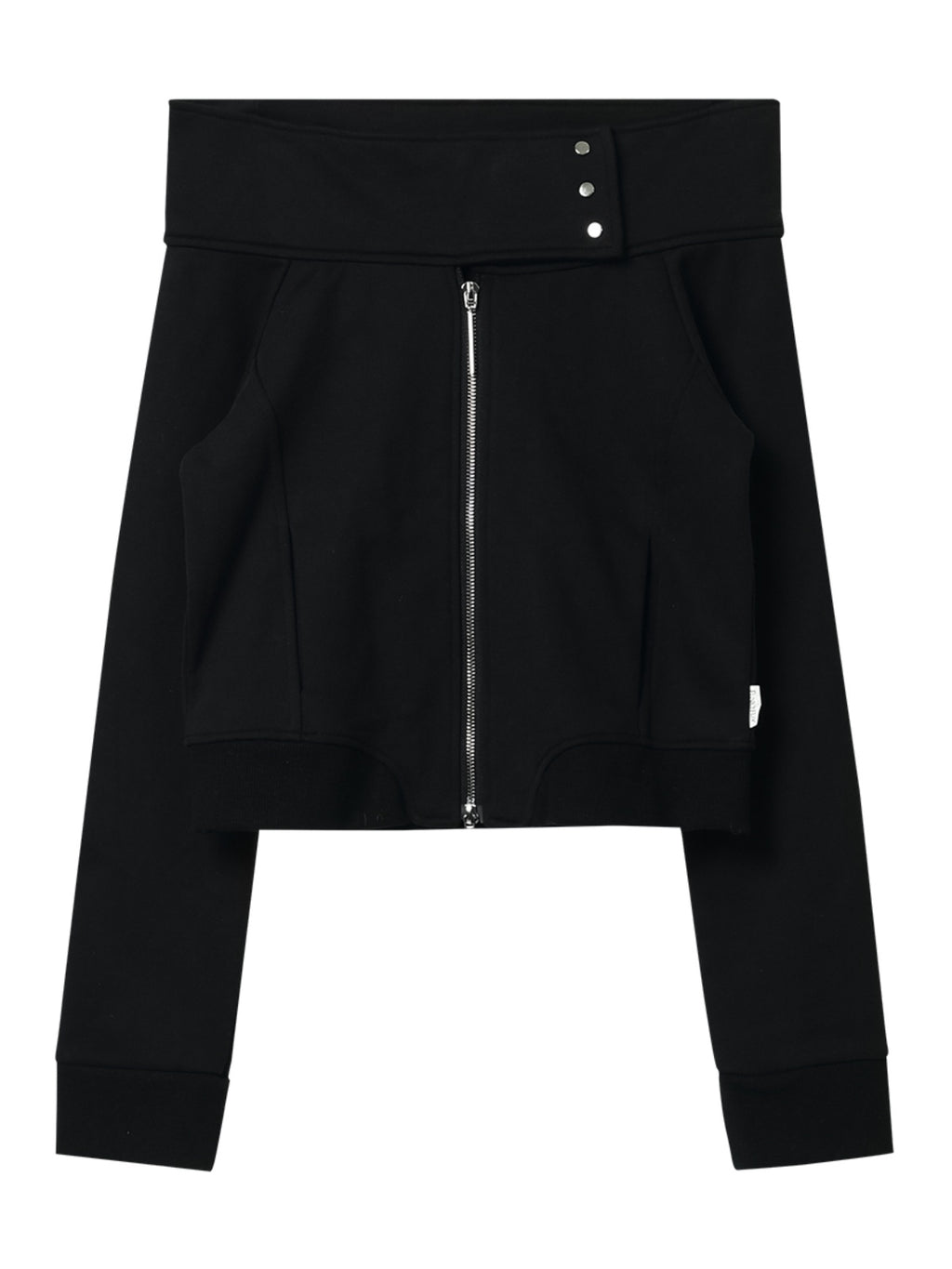 FUNKYFUN One-word Shoulder Zipper Cardigan Sweater