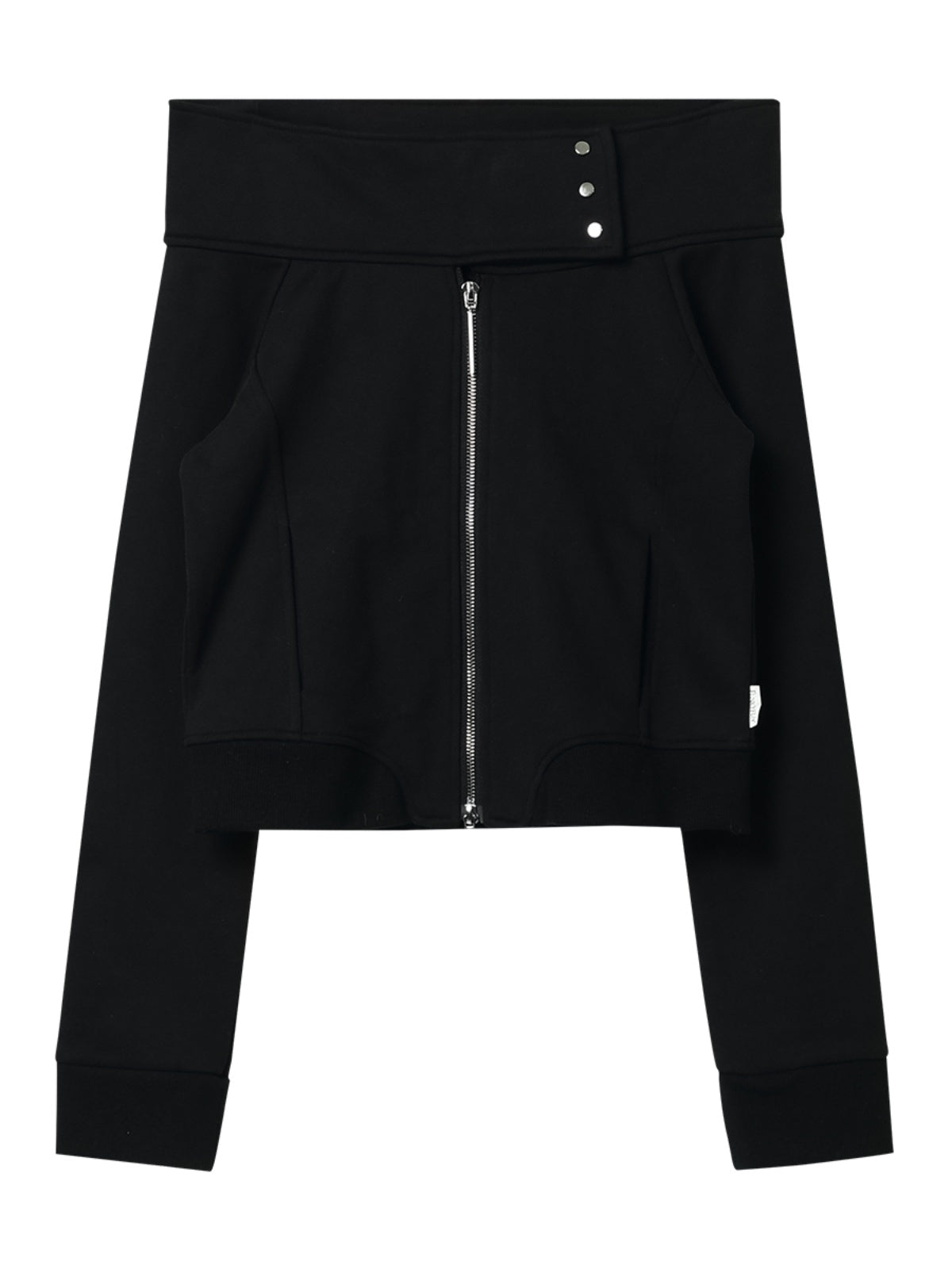 FUNKYFUN One-word Shoulder Zipper Cardigan Sweater