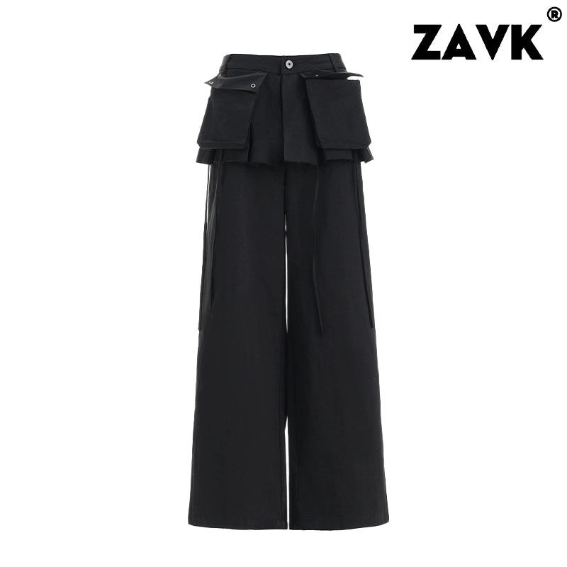 ZAVK Fake Two-piece Wide-leg Slacks