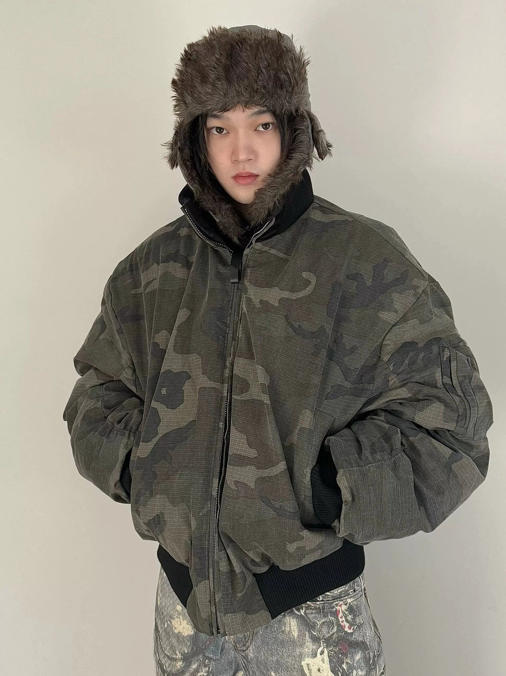 URRRGE Double-sided Camouflage Down Cotton-padded Jacket