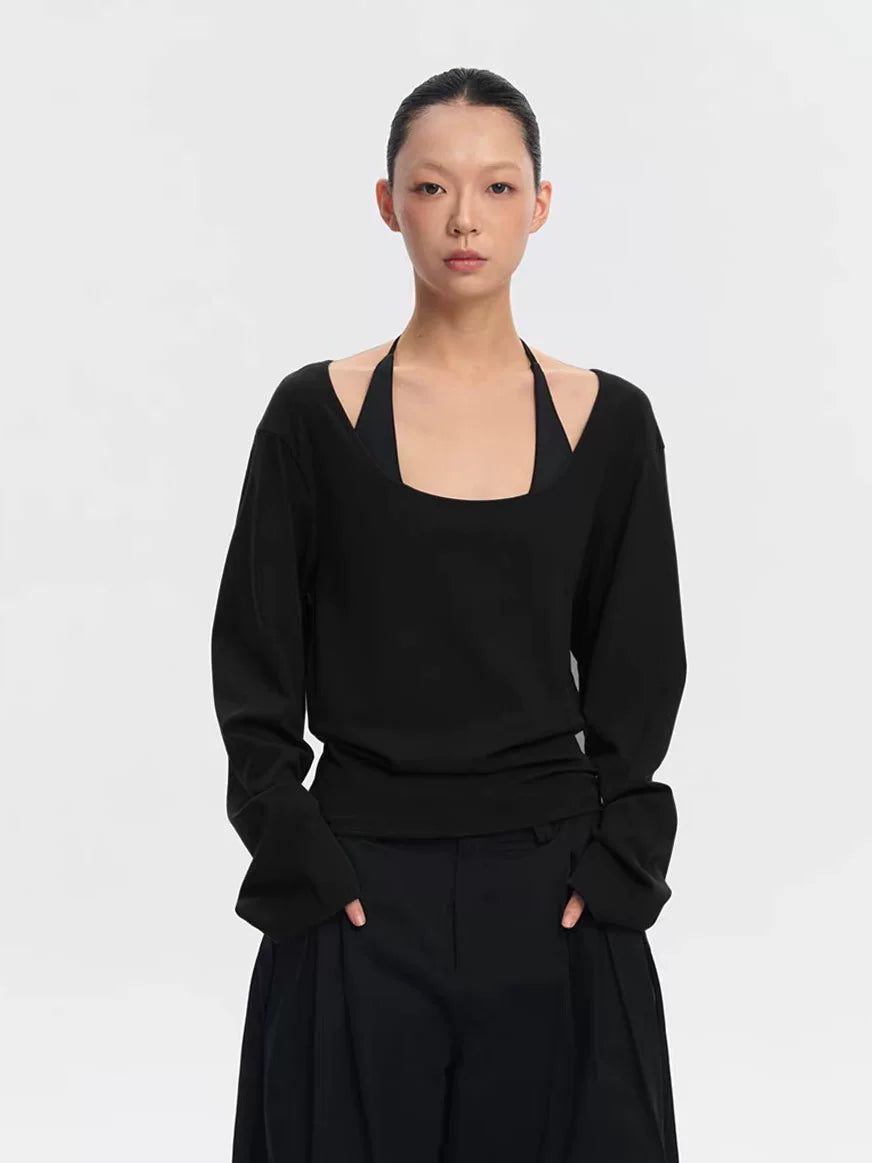 LINY LIBERTY Lazy Loose Waist High Elastic Knitted Long Sleeves