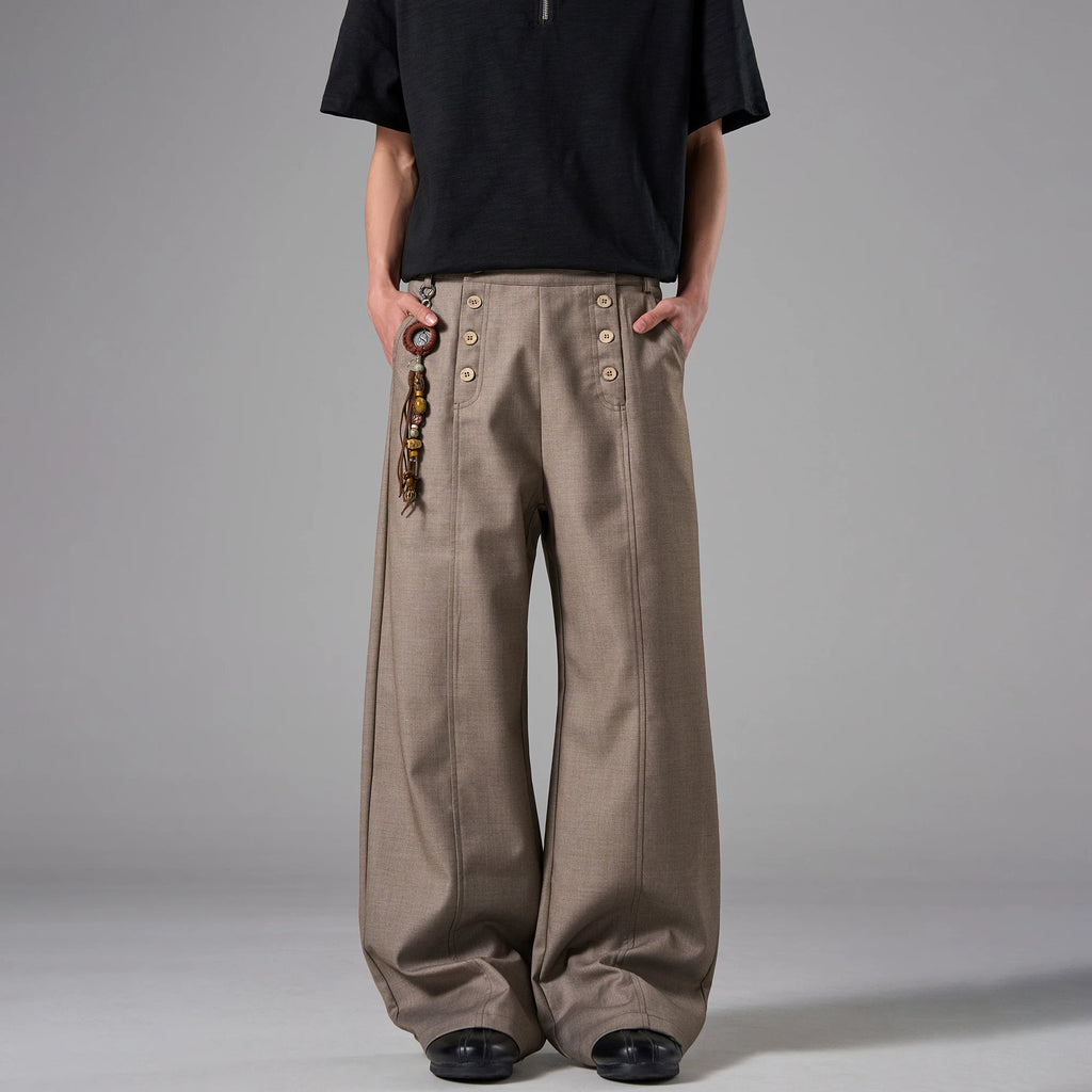 TRUQUEST Vintage Double-breasted Casual Pants