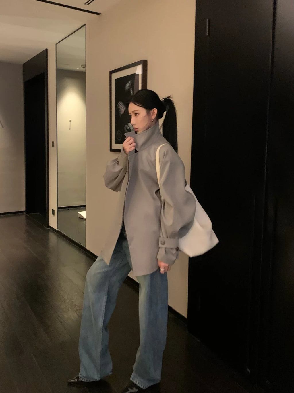 YOUNG KYLIN Lace-up High-end Casual Loose Korean Coat