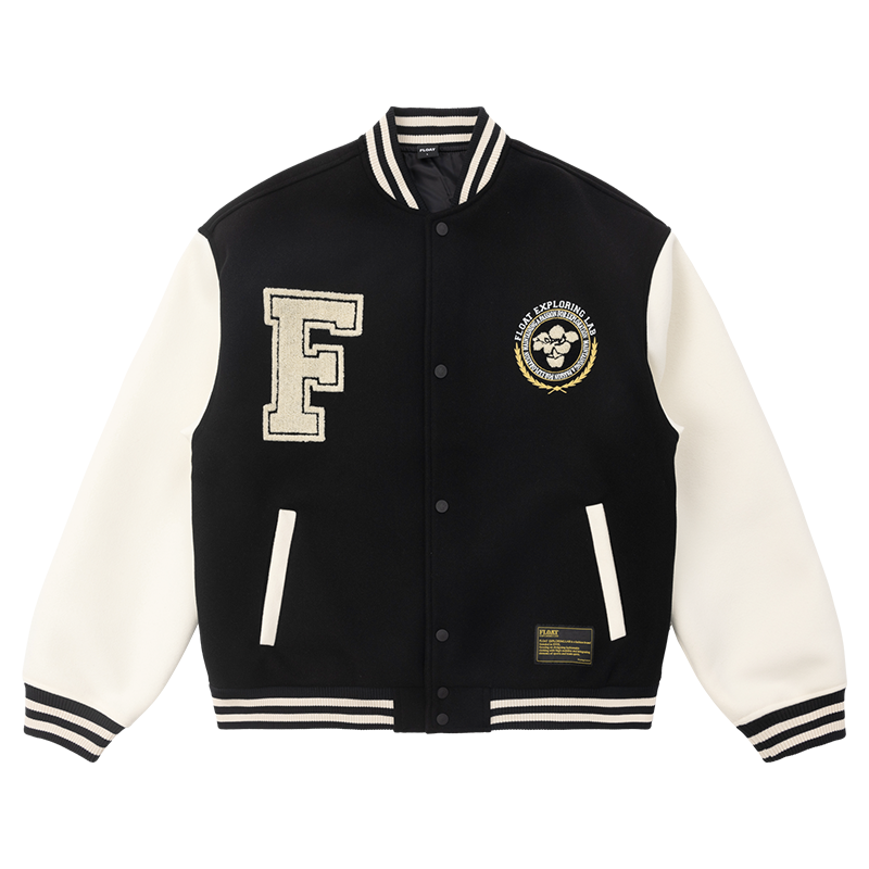FLOAT Embroidered Contrasting Stitching Loose Baseball Jacket