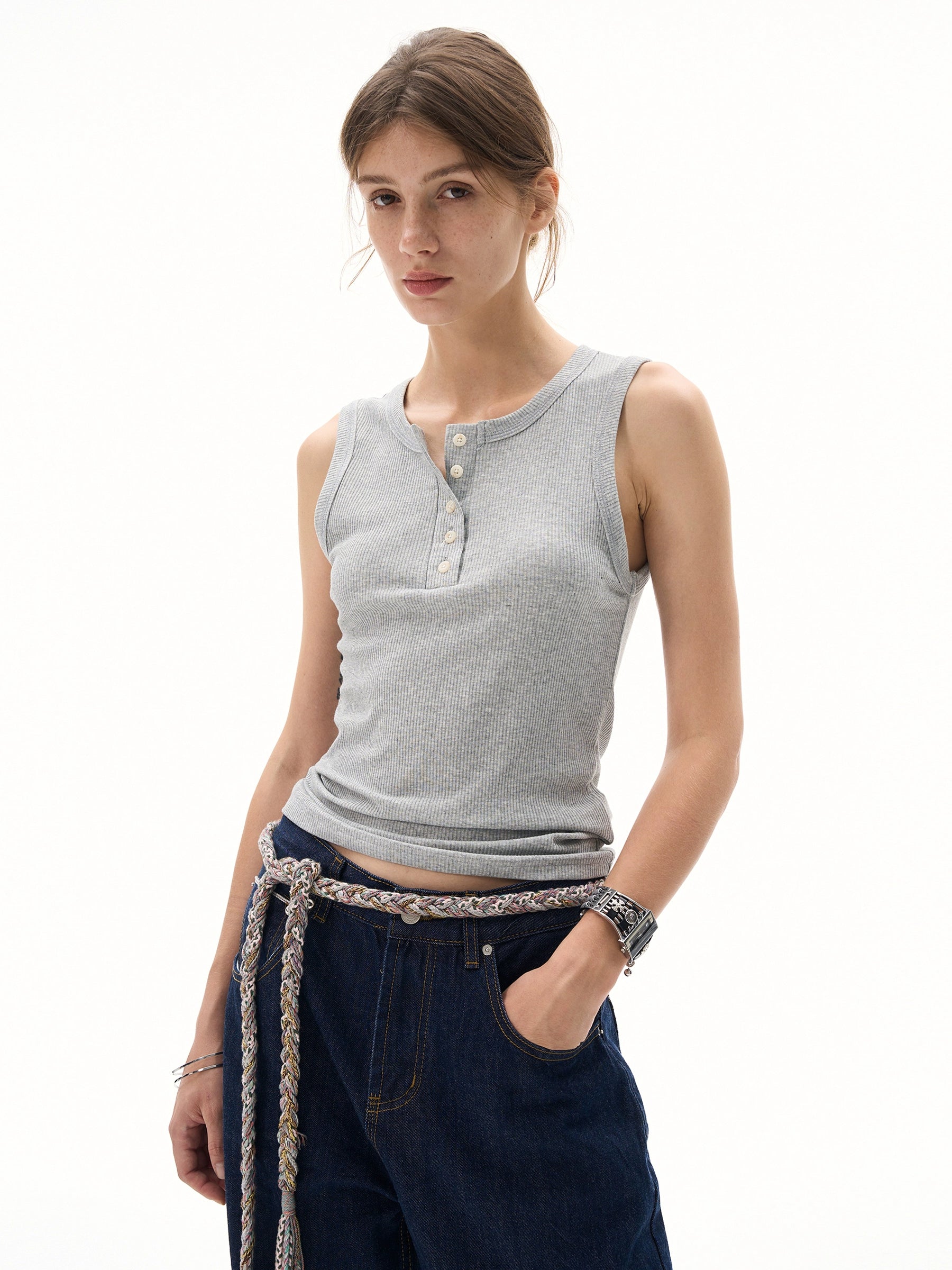MADWITCH Simple Pit Strip Henry Collar Vest