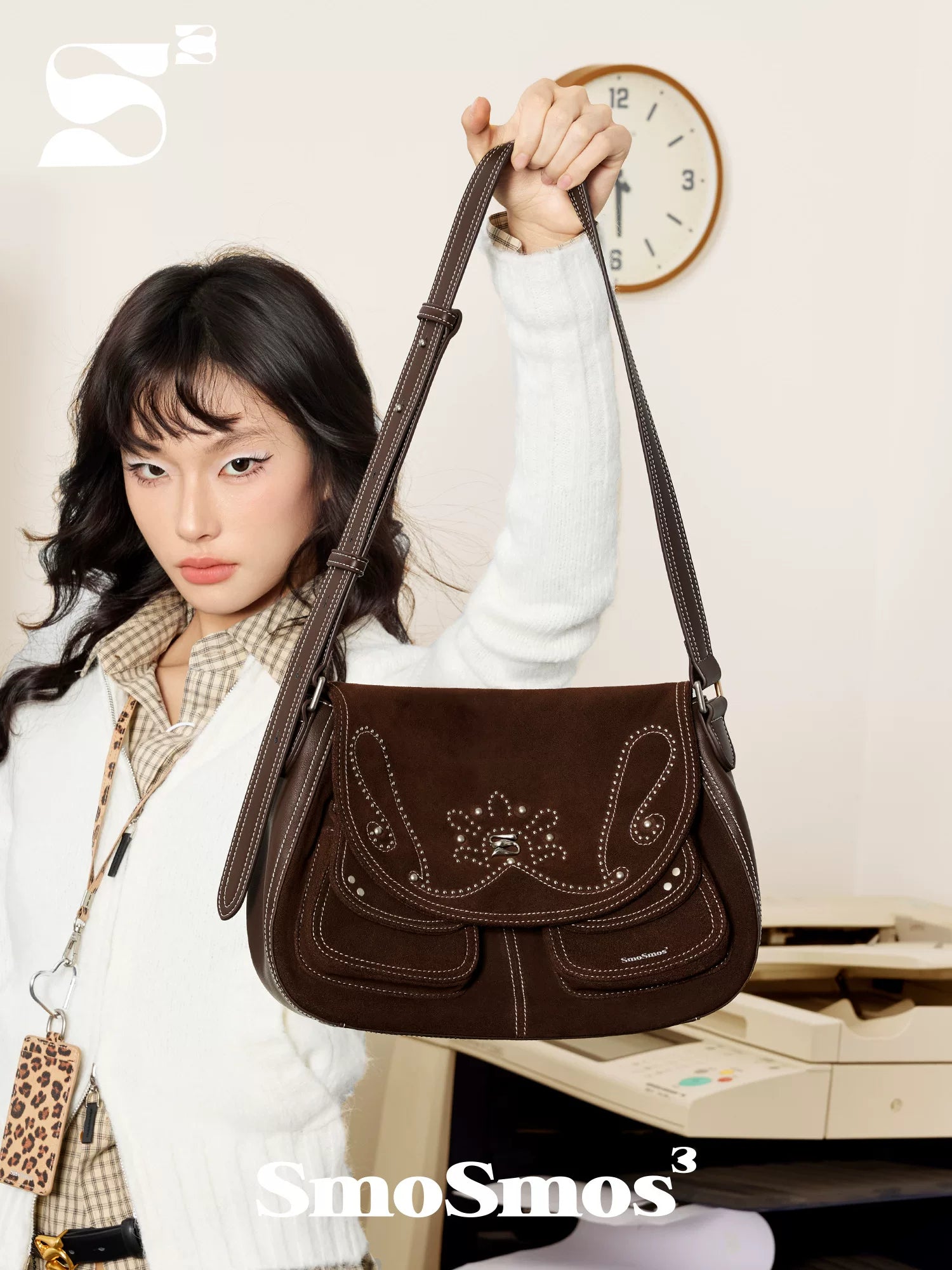 SmoSmos Vintage Suede Embroidered Messenger Bag