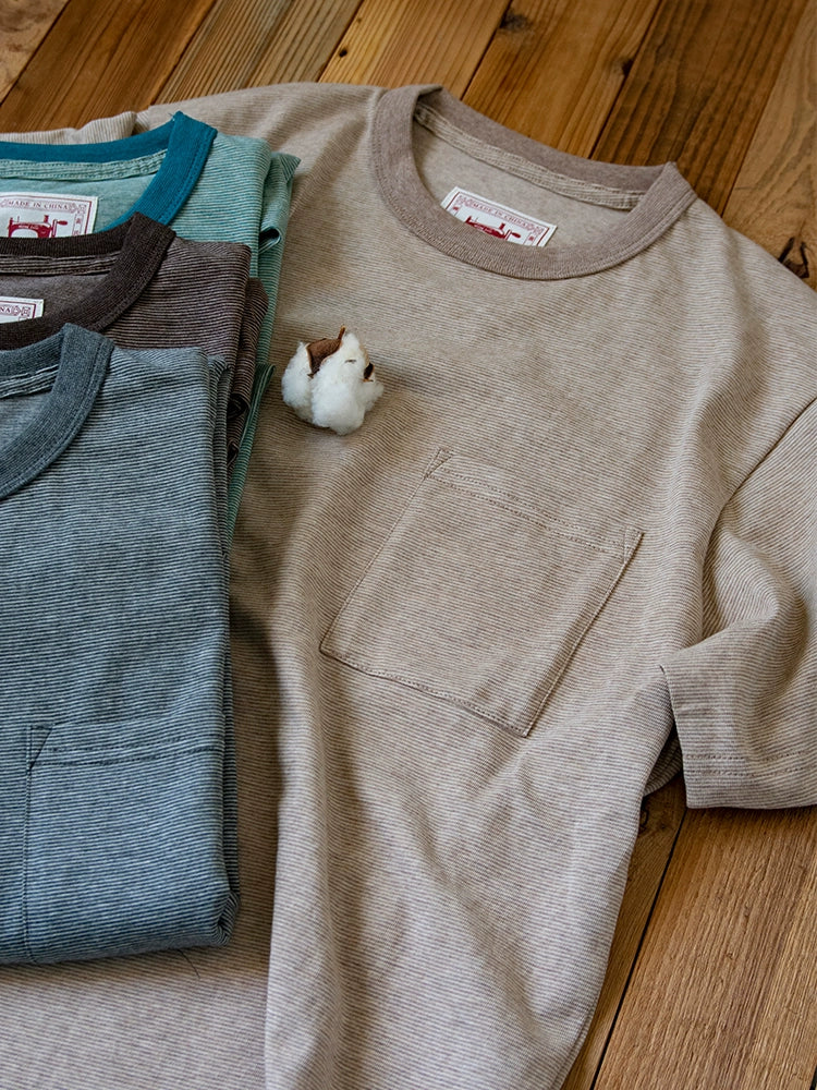 PrintAce Pinstriped Retro Crew Neck Casual Tee