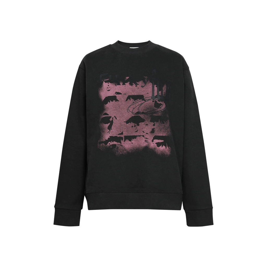 FUNKYFUN Mottled Old Printed Loose Sweater