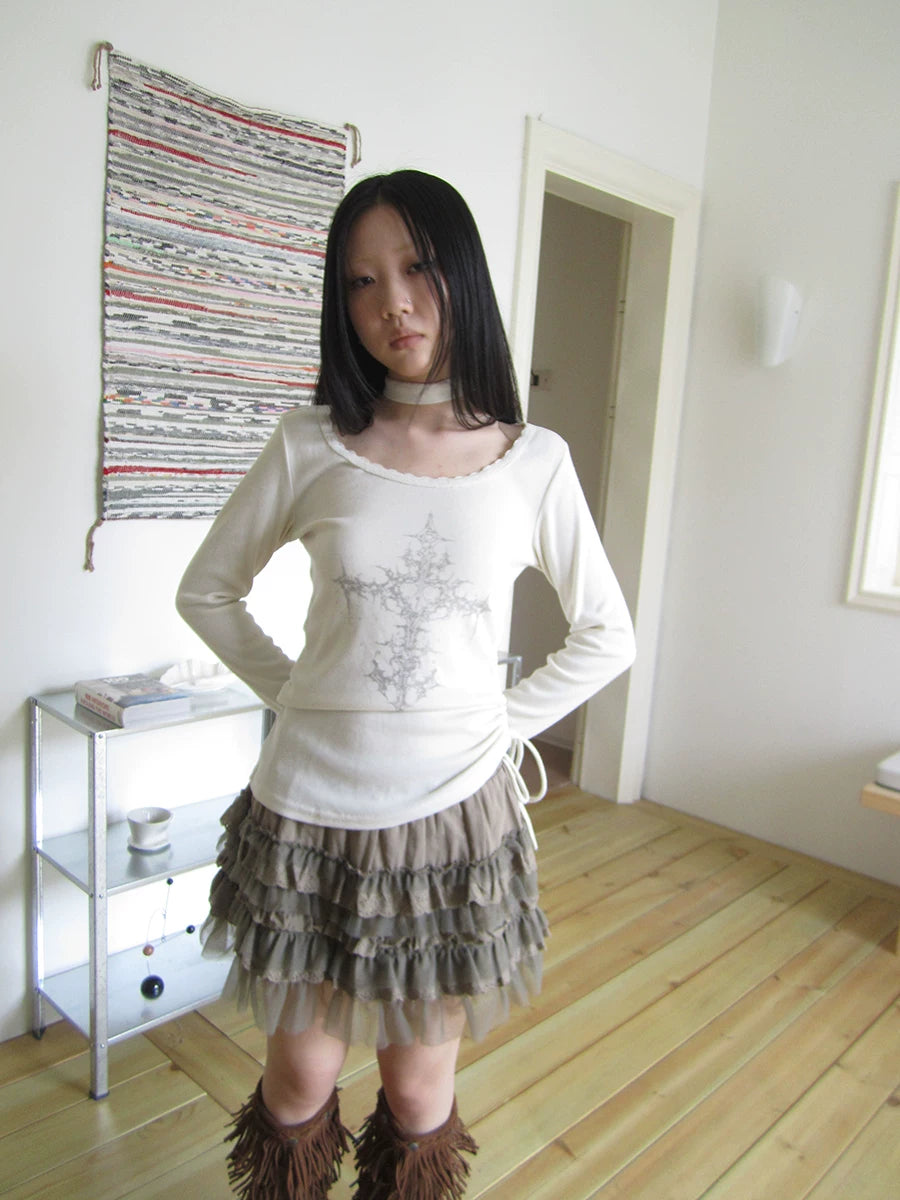 Ang: Project Pleated Strap Slim Slim Print Long Sleeve