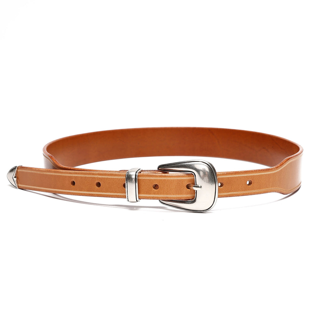 HALF WORK American denim cavalry belt retro tanned leather handmade pure cowhide leather belt for men and women