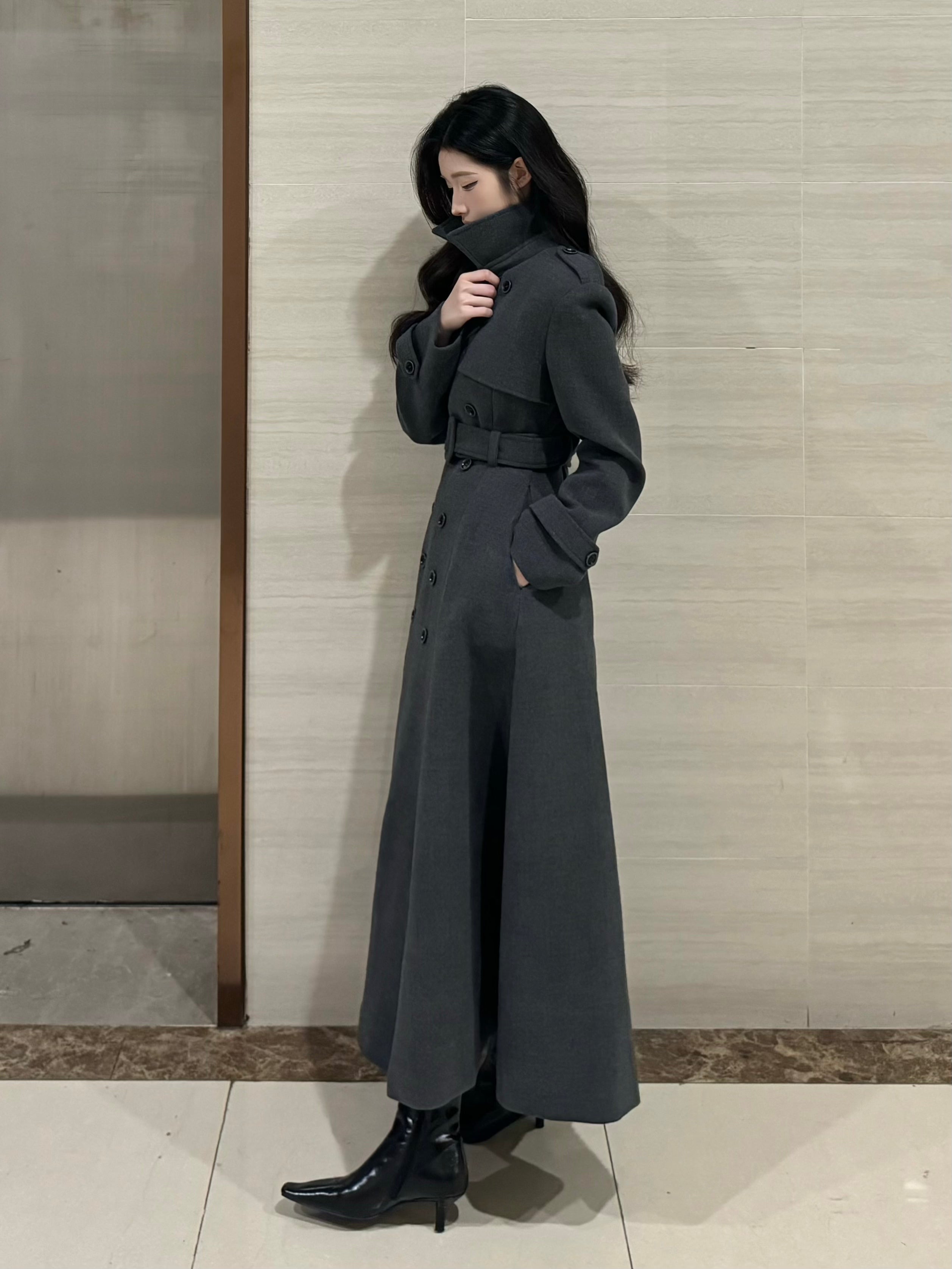 PANPANSTUDIO Minimalist Woolen Coat Medium and Long Coat