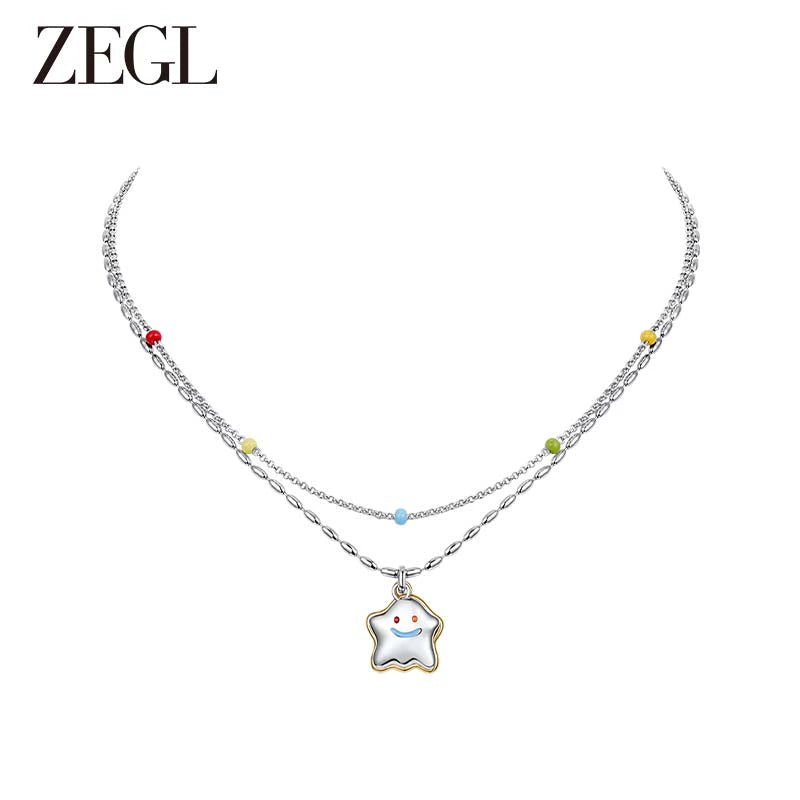 ZEGL Color Beaded Stacked Necklace