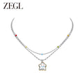 ZEGL Color Beaded Stacked Necklace