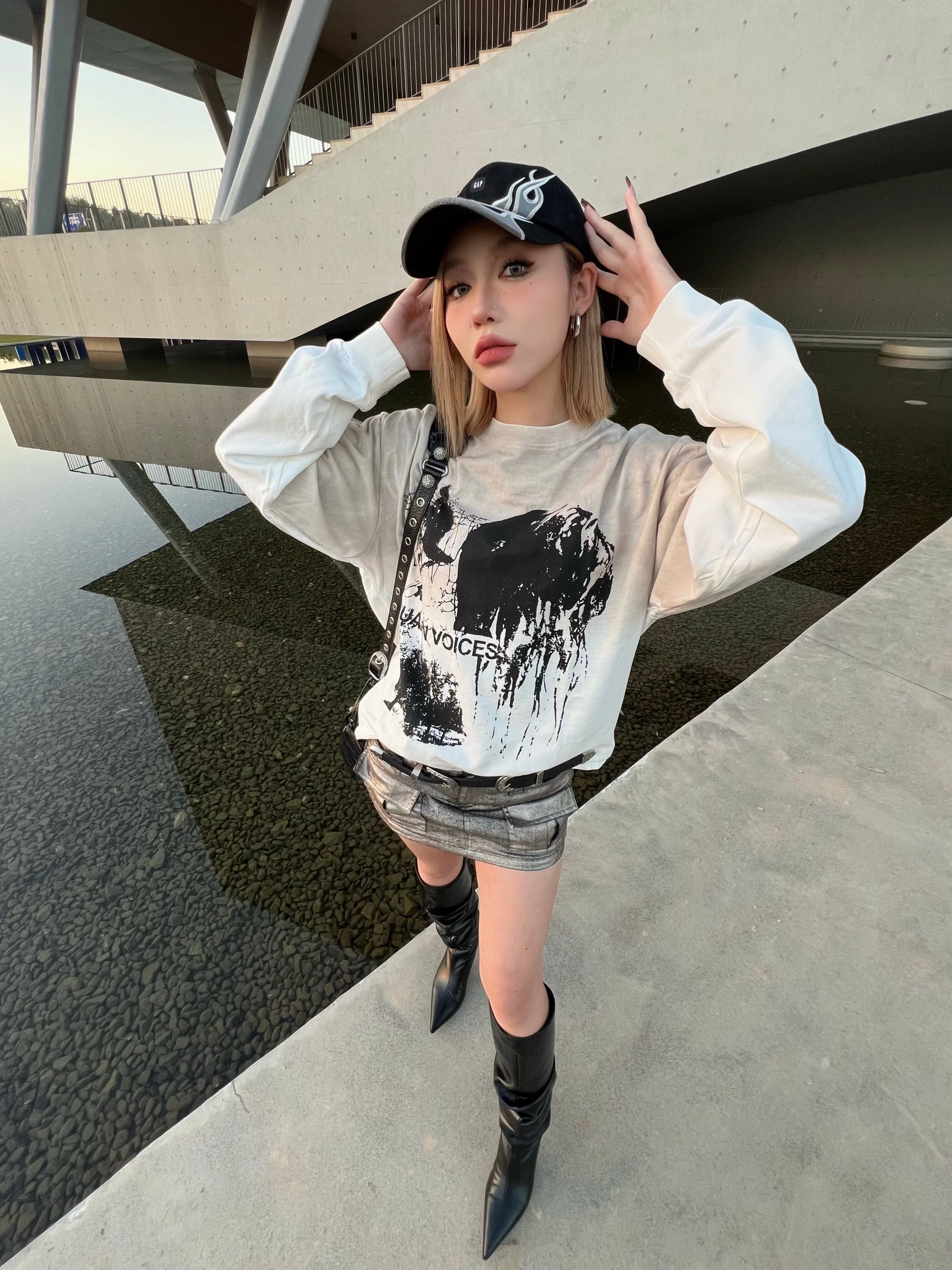 Human Voices Washed Dirty Dyed Old Long Sleeve Tee