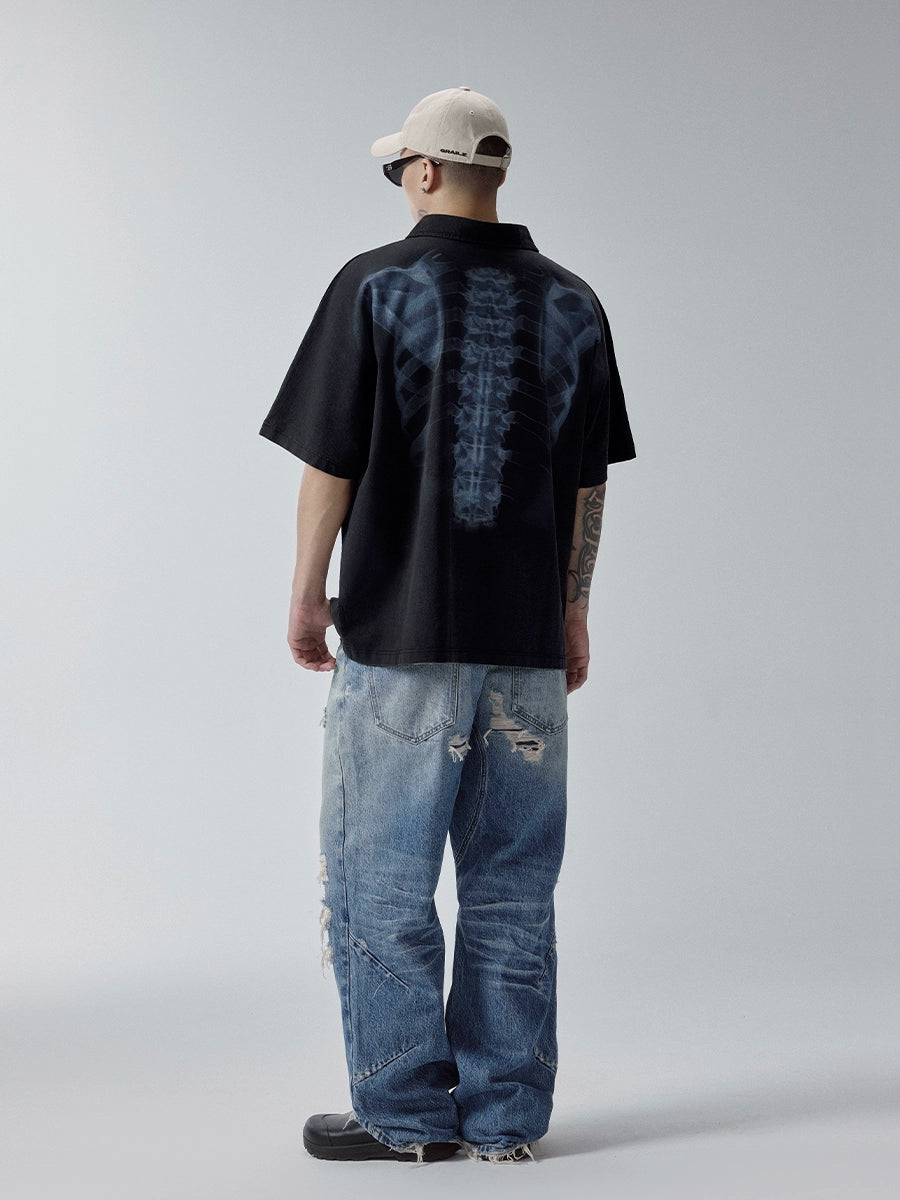 F2CE Washed and Old Casual Versatile POLO Shirt