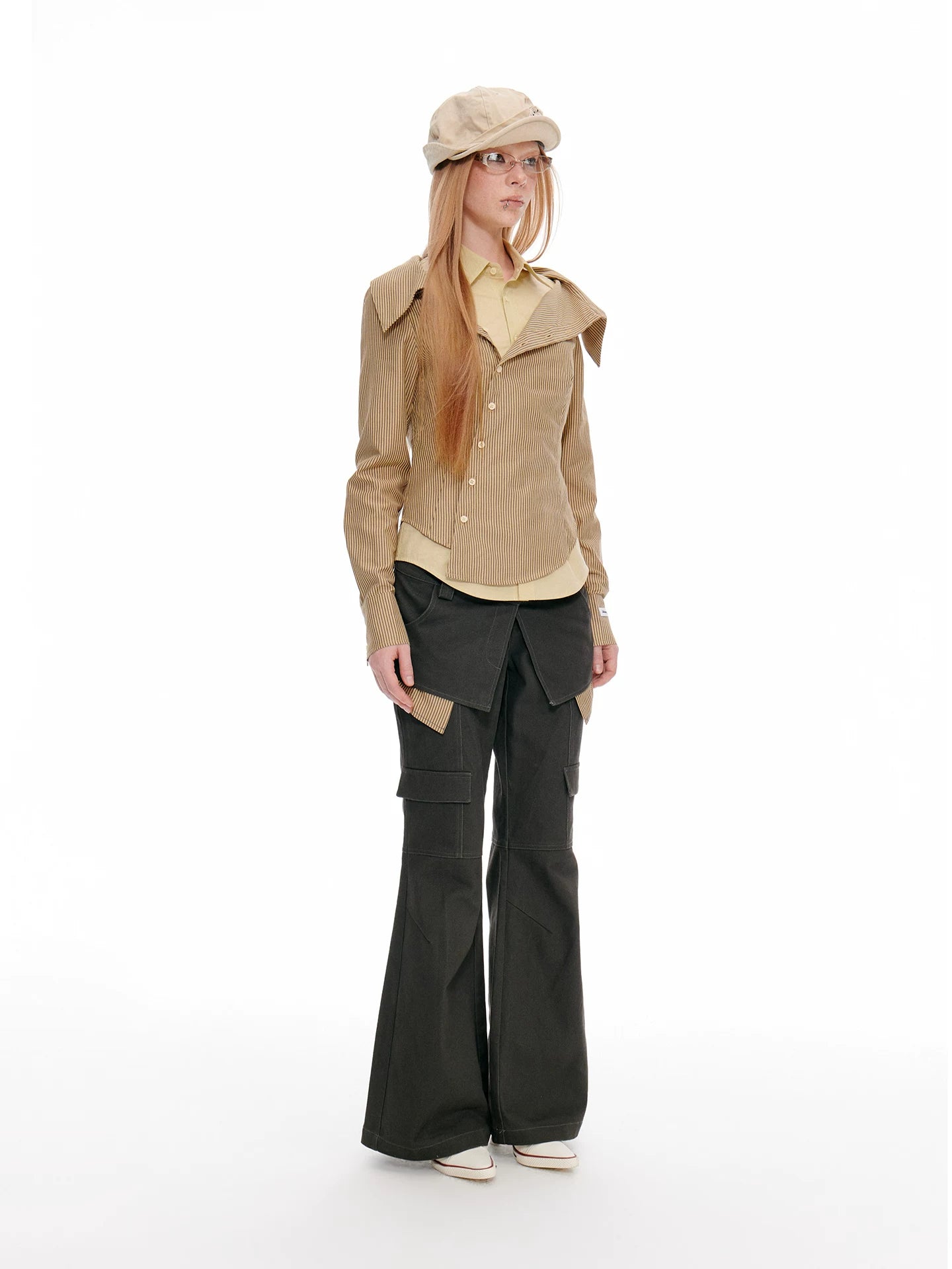 JIKOO Contrasting Splicing Striped Pants
