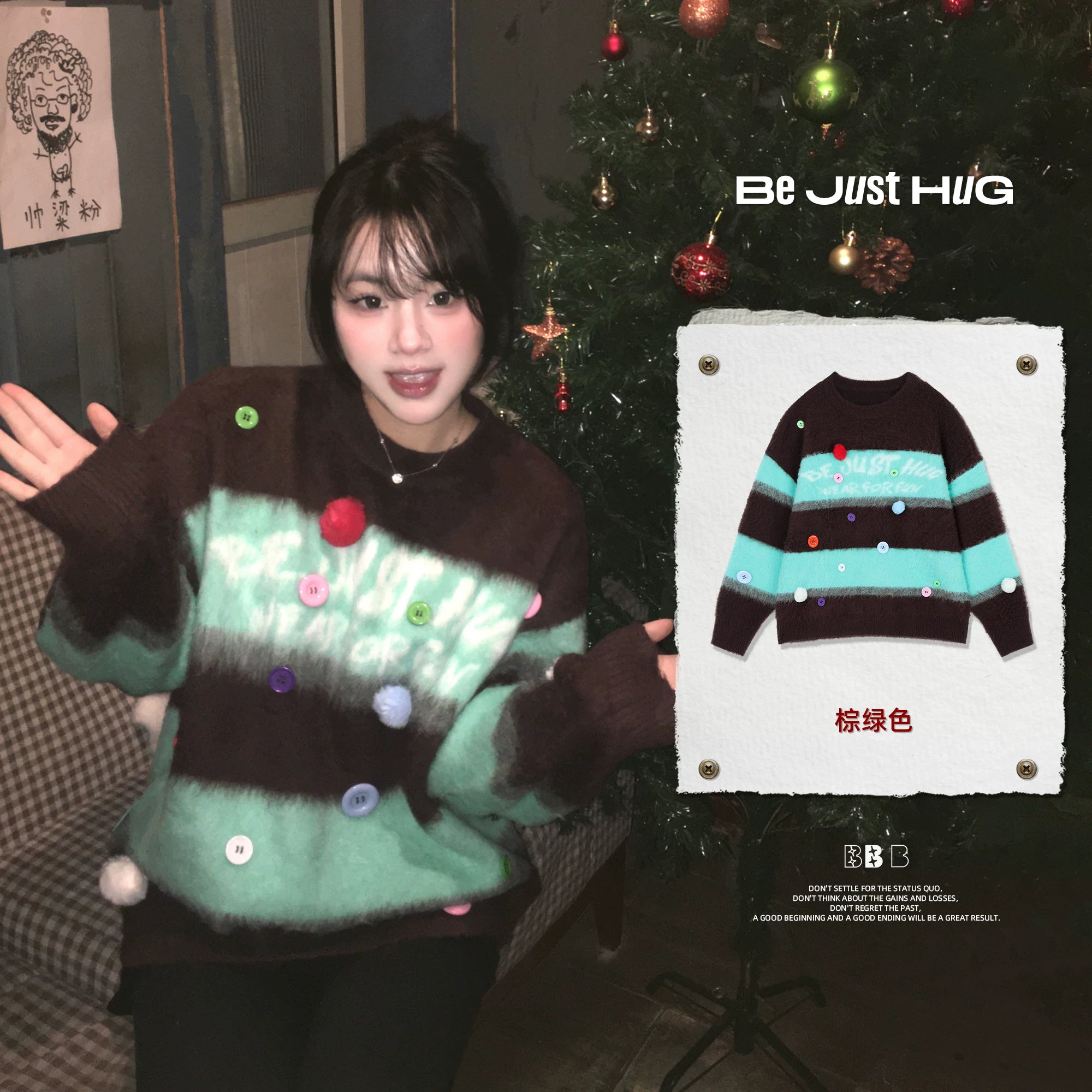 BJHG Thickened Vintage Striped Knitted Sweater