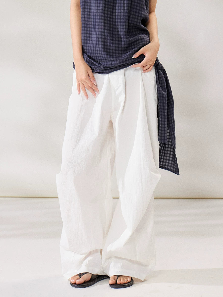 WITHMIN Low-rise Slimming Draped Straight-leg Pants
