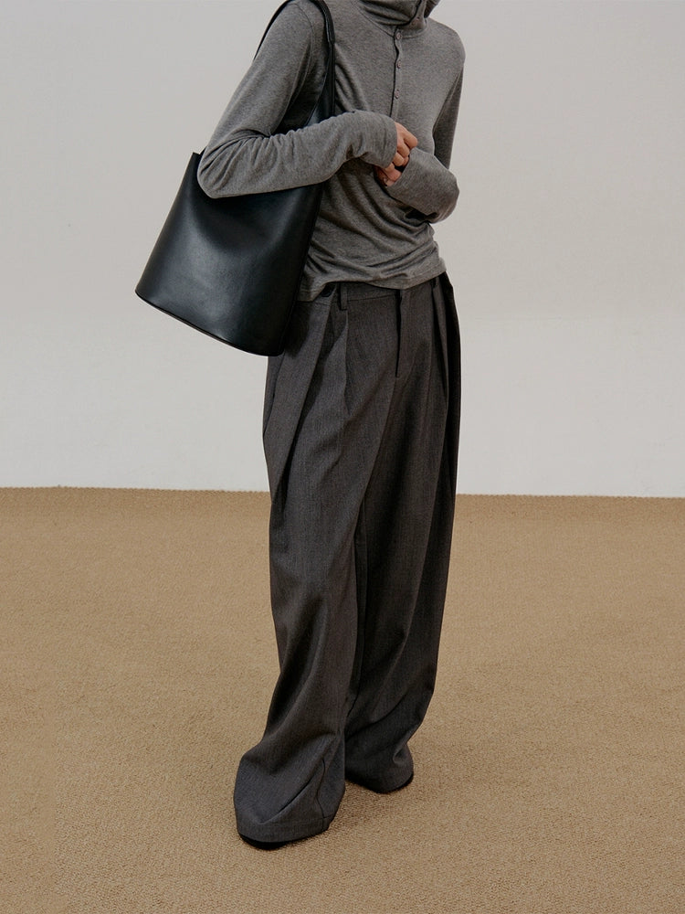 COLN Waist Folding Casual Suit Pants