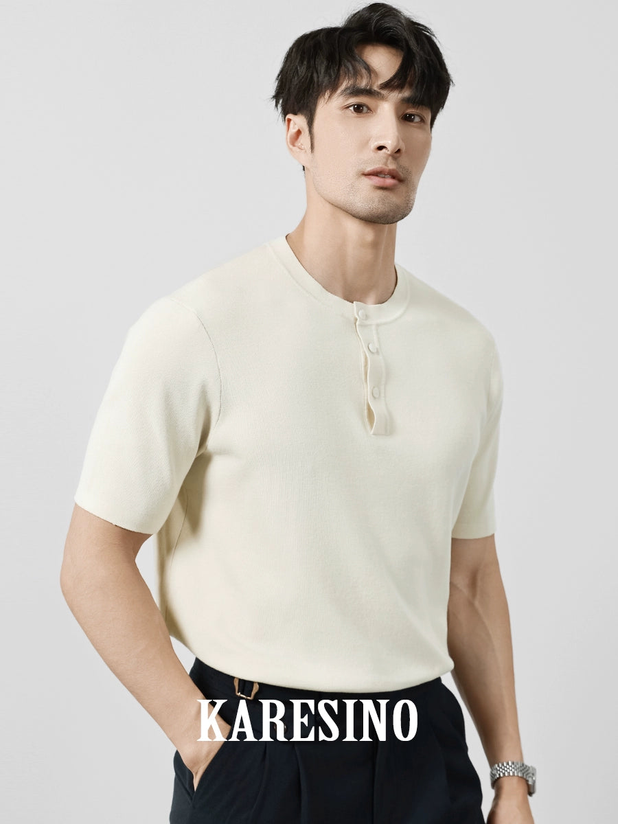 KARESINO Henry Collar Business Knitted Polo Shirt