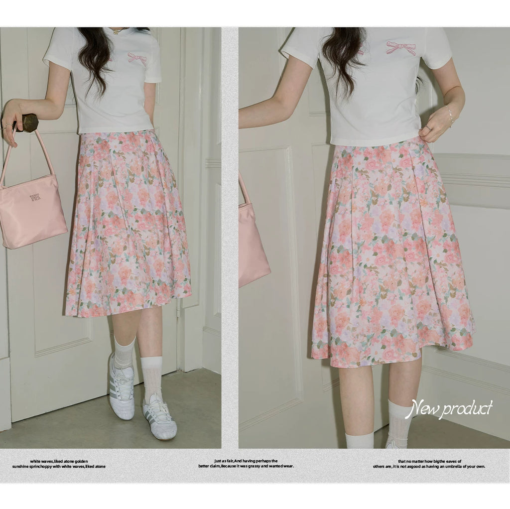 XUJING High Waist and Thin Temperament Floral Skirt