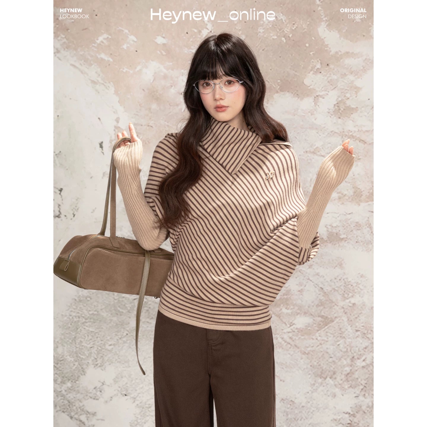 LOVEHEYNEW Turtleneck Contrasting Color Loose Casual Long Sleeves