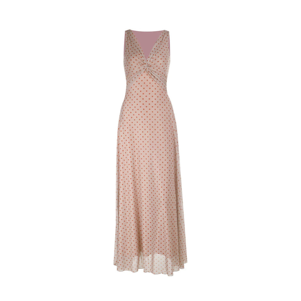 INSTUNNING Vintage Polka Dot V-Neck Sleeveless Long Dress