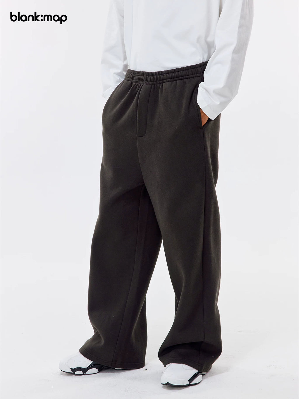 Blank Map Fleece Thickened Loose Sweatpants