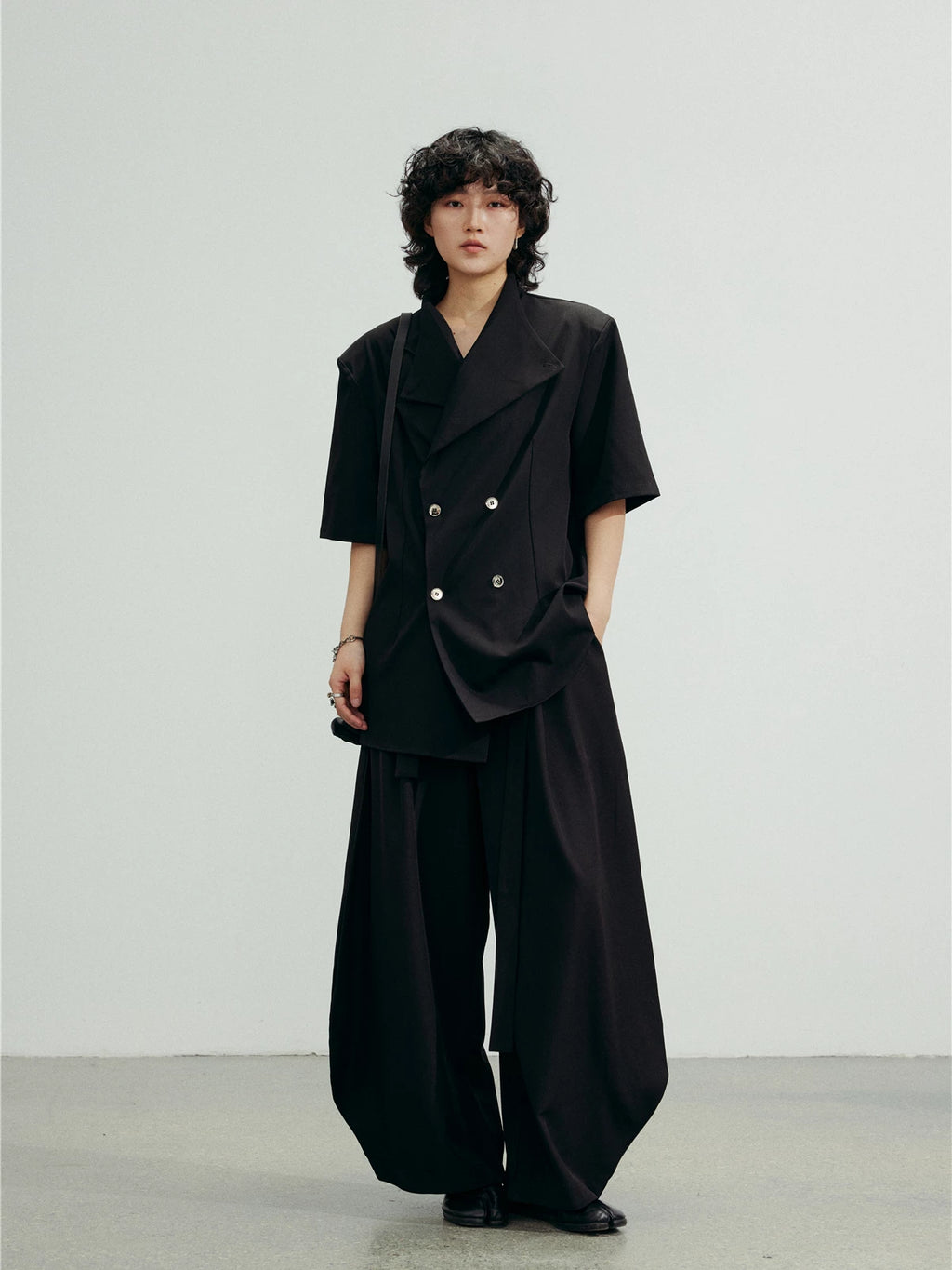 SUNYVONNE Vintage Double-breasted Blazer