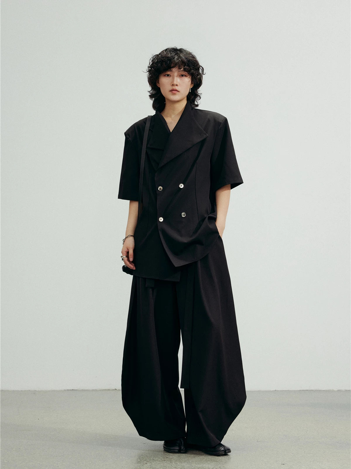 SUNYVONNE Vintage Double-breasted Blazer