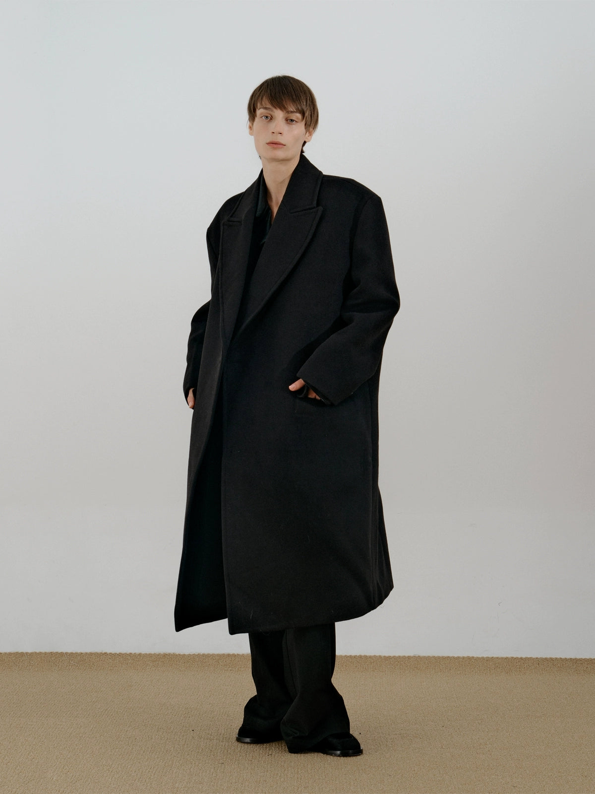 COLN Single-breasted Woolen Coat