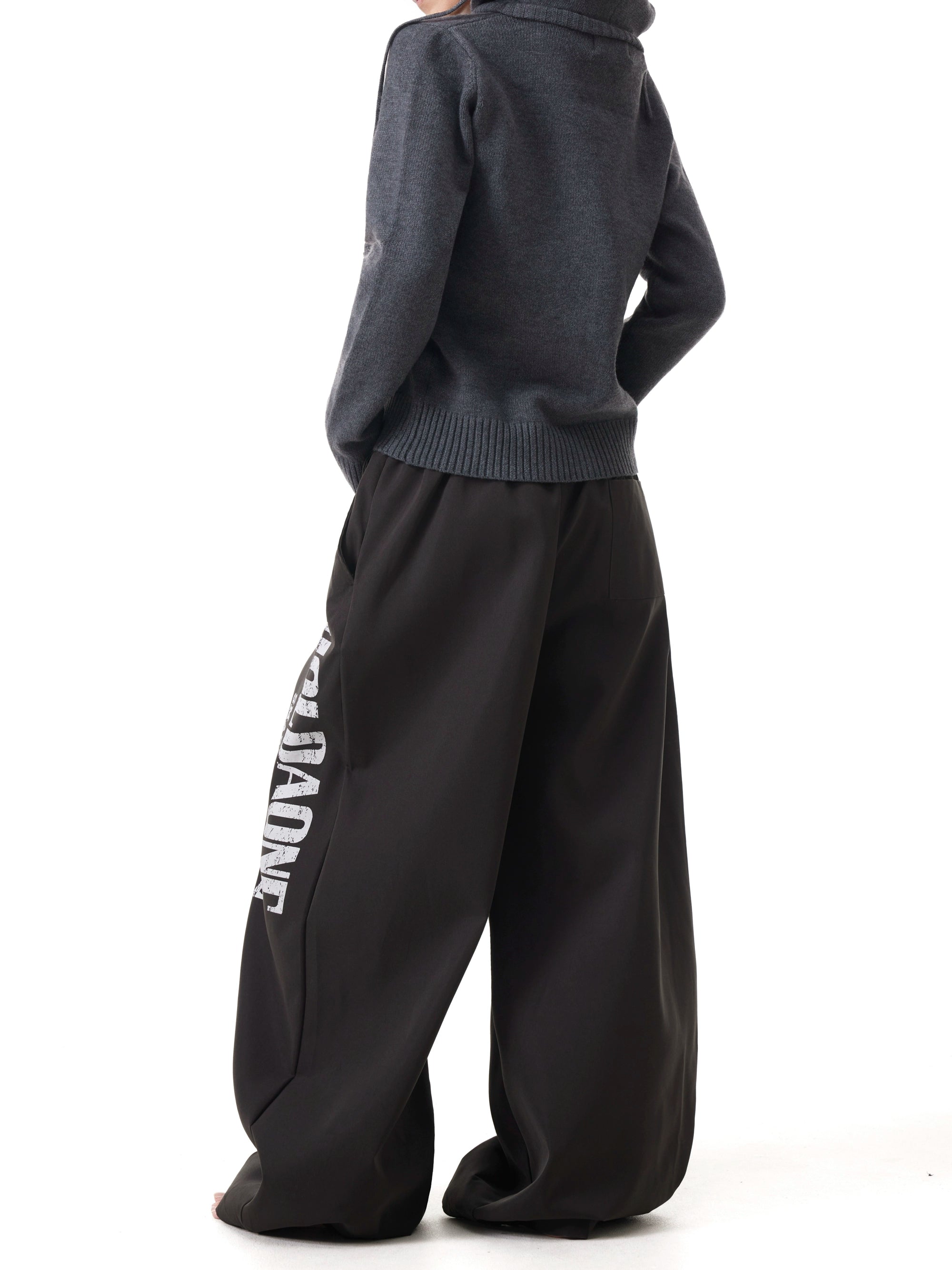 BTSG Letter Print Drawstring Slacks