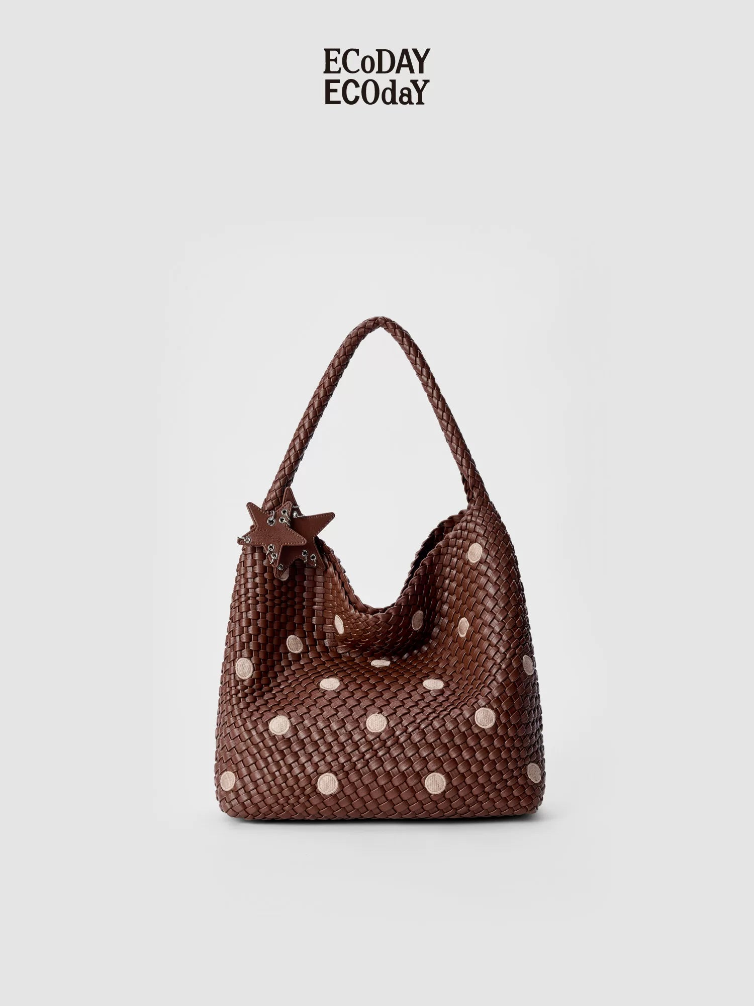 ECODAY Embroidered Polka Dot Woven Large Capacity Handbag