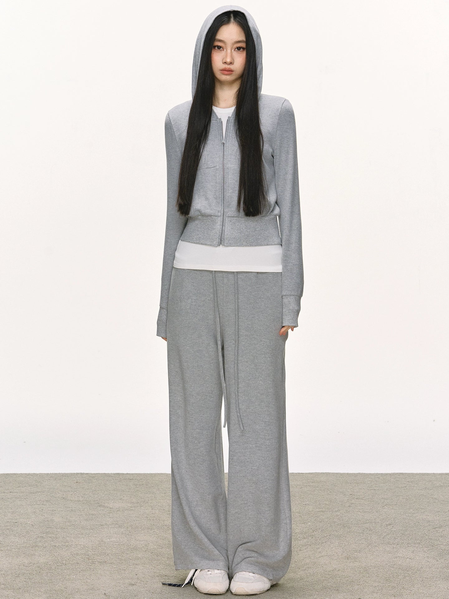 Anna Aneae Hooded Short Sweater Jacket Casual Sports Suit