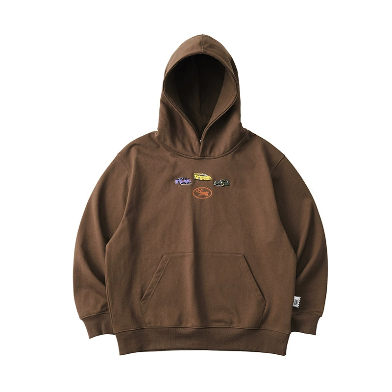 Battles Vintage Car Embroidered Hooded Sweater