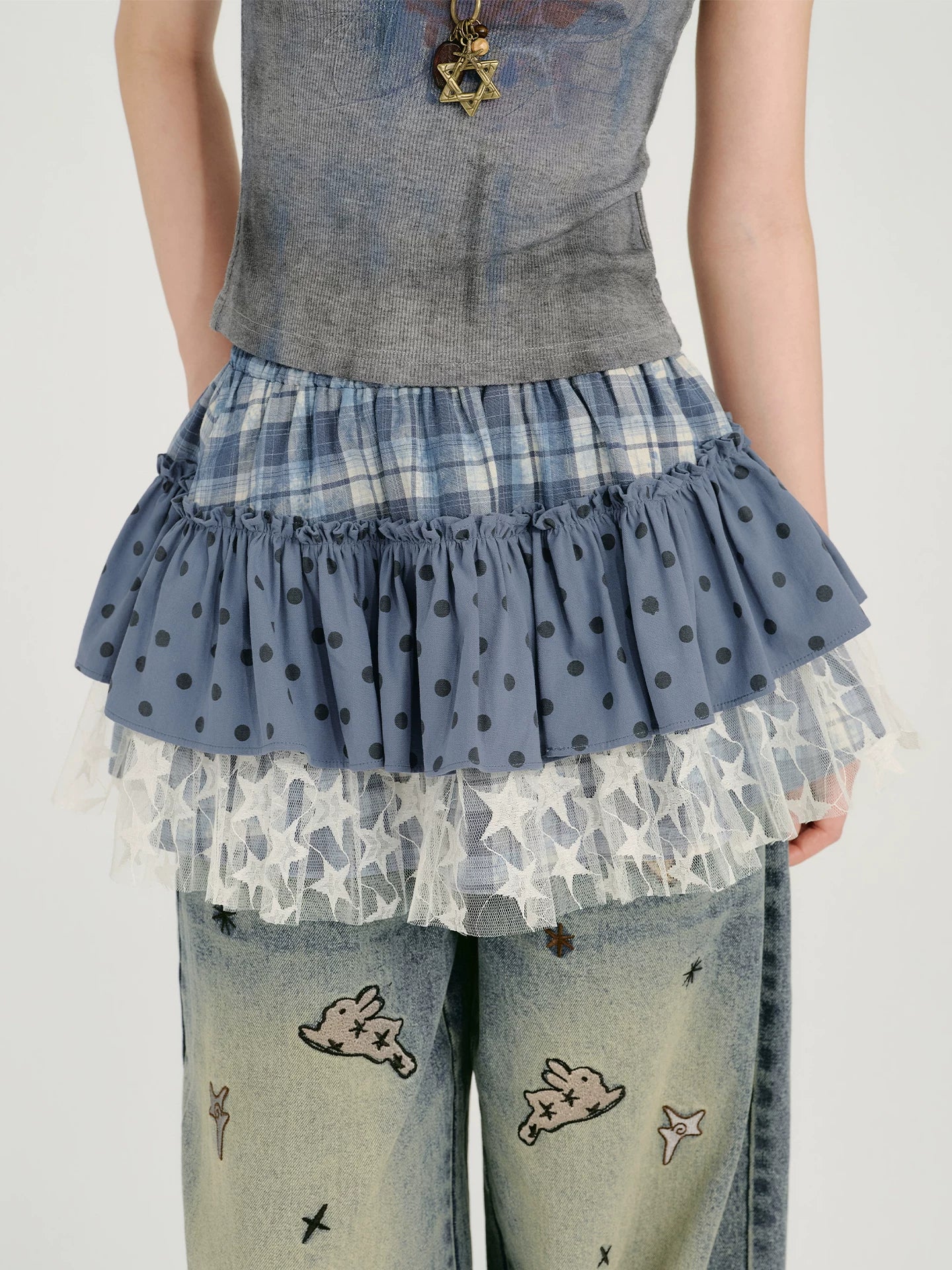 Girlyhalo Casual Versatile Checked Skirt