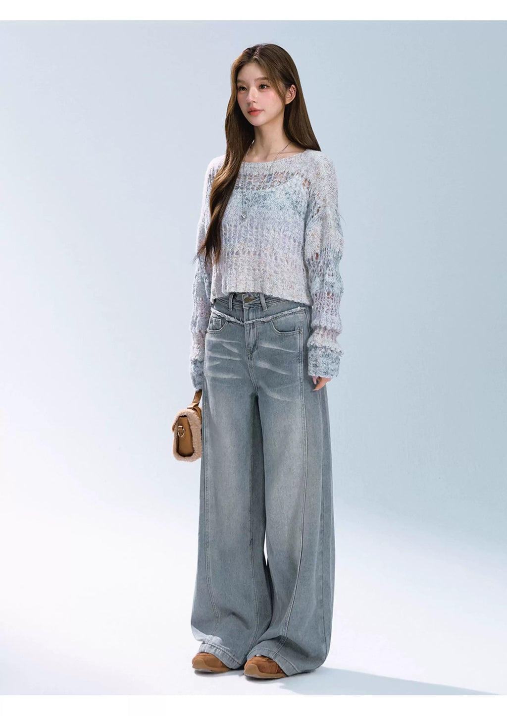 Ablueberry Hollow Short Loose Lazy Casual Sweater