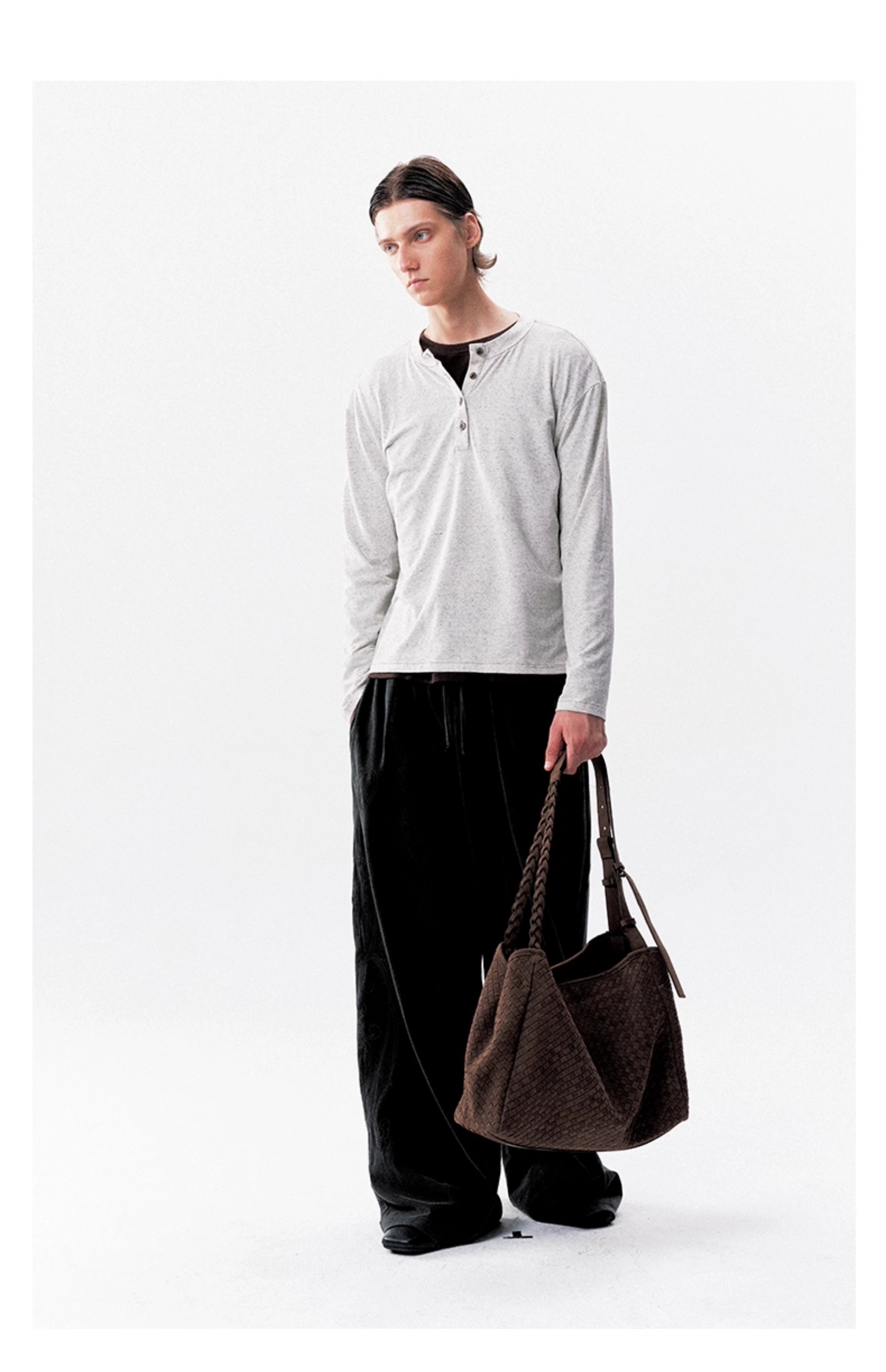 NOT UGLY 25AW Kendo hand-woven tan double strap shoulder suede soft diagonal span hobo bag
