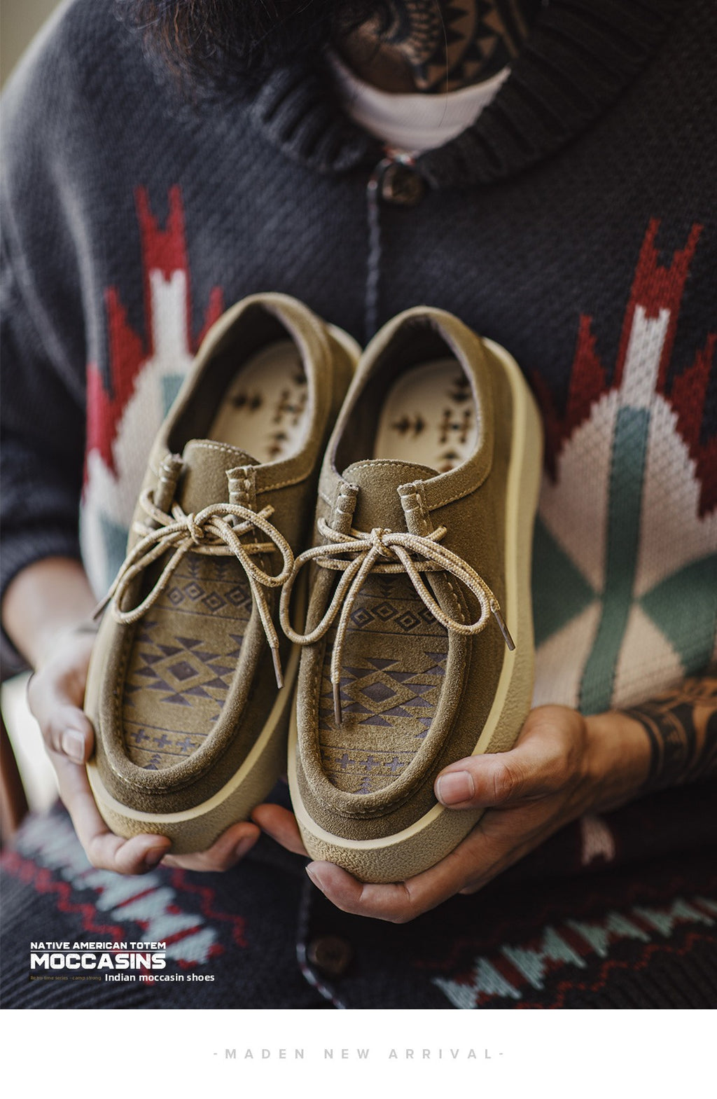 MADEN | Suede Lace-Up Chunky Moccasin Shoe