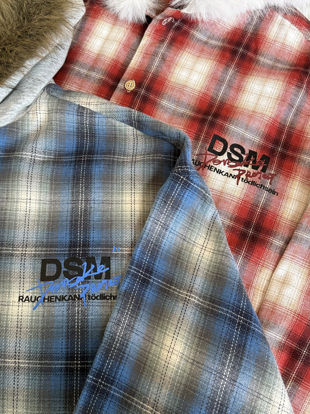 DONSMOKE Checked Hooded Fur Collar Shirt